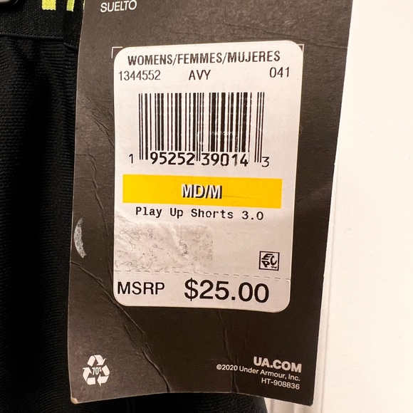 Under Armour Women’s ‘Play Up 3.0) Black/ Lime Green Running Shorts - Picture 2 of 6